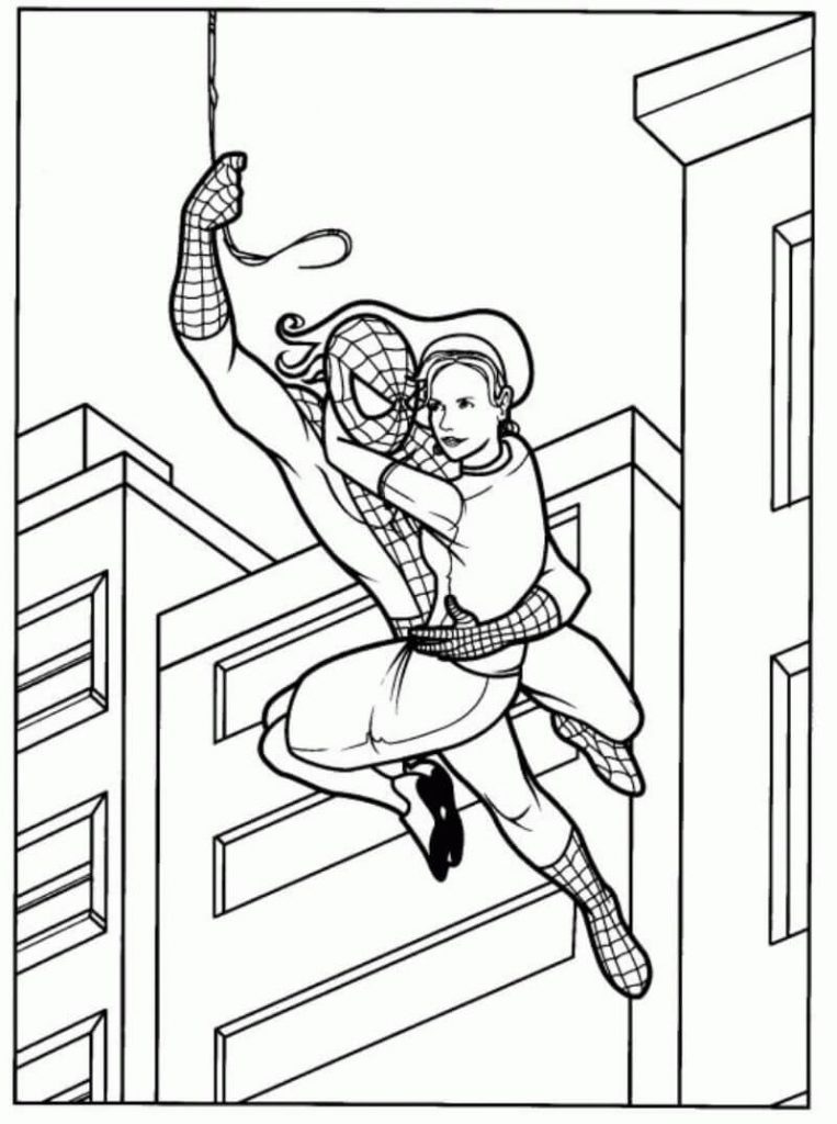 Spiderman save the girl coloring sheet