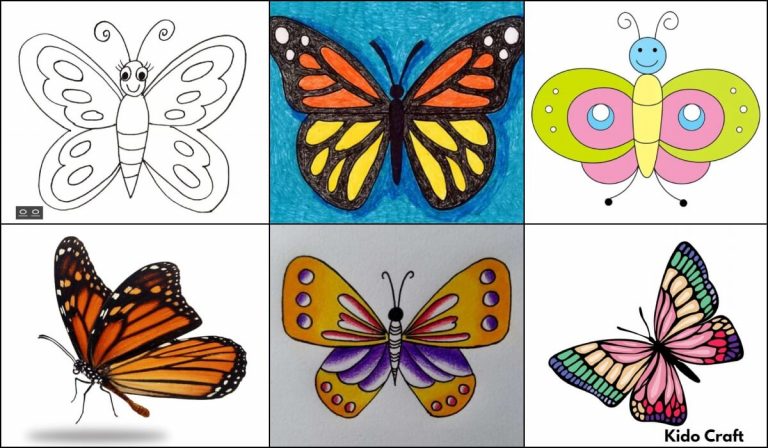 Easy Butterfly Drawing For Kids