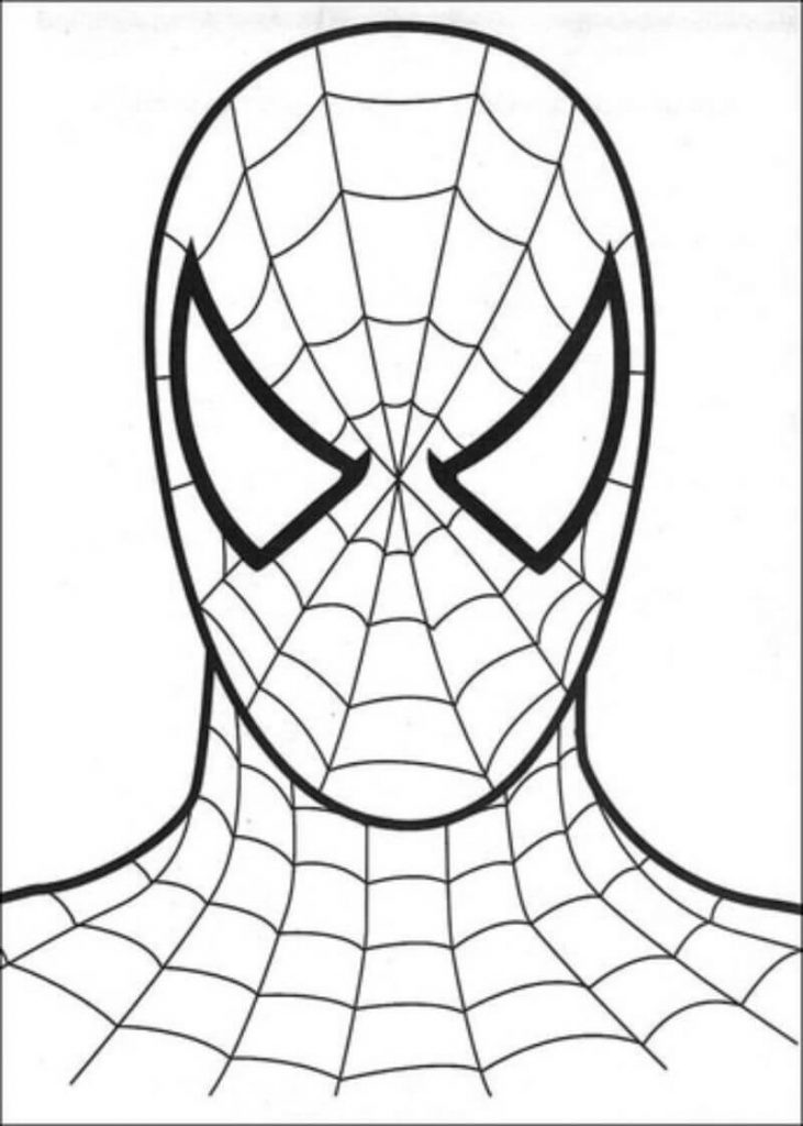 Printable Spiderman Head Coloring Page