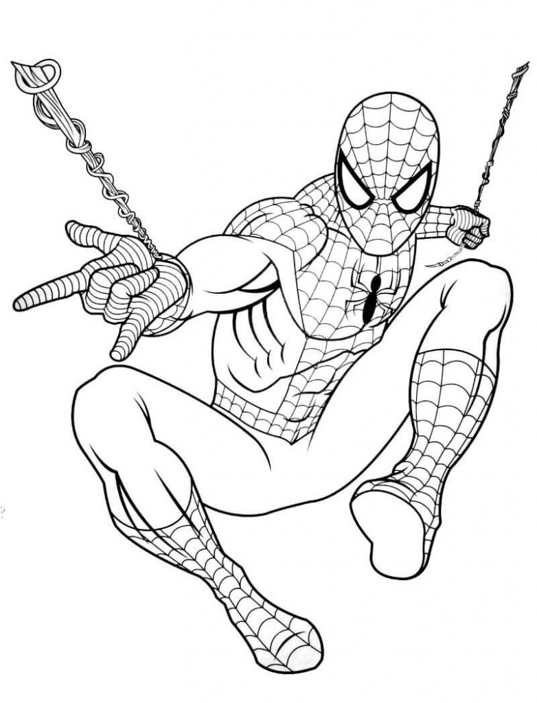 Superhero Flying Spiderman Coloring Page