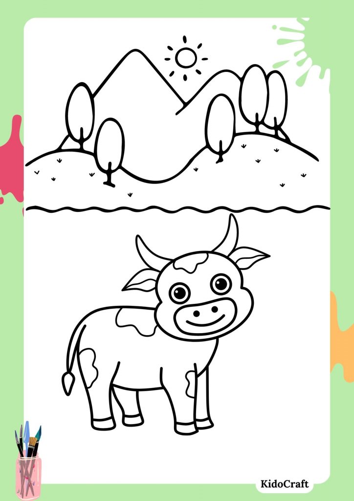 Coloring Page With a Cute Cow 11