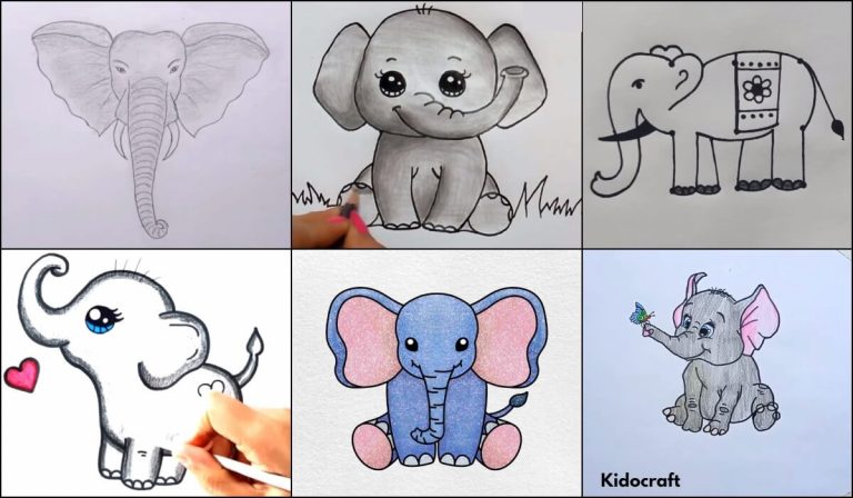Cute Elephant Drawing for Kids
