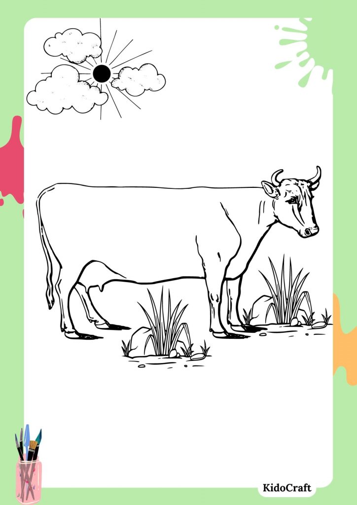 free and easy cow coloring page 22