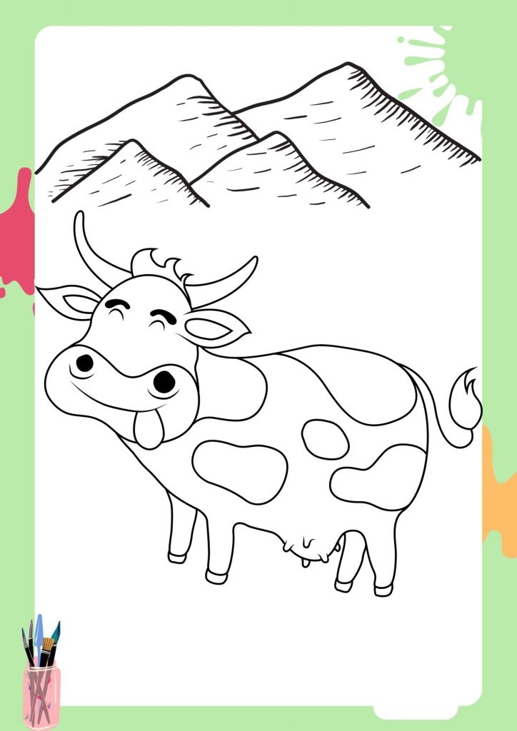 printable farm cow coloring page for kids 10