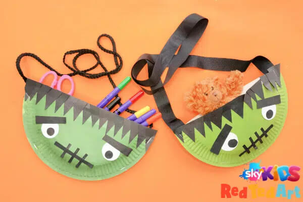 Paper Plate Bag Craft For Halloween