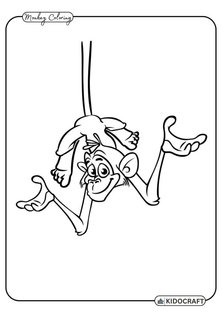 Happy Monkey Coloring Pages for Kids