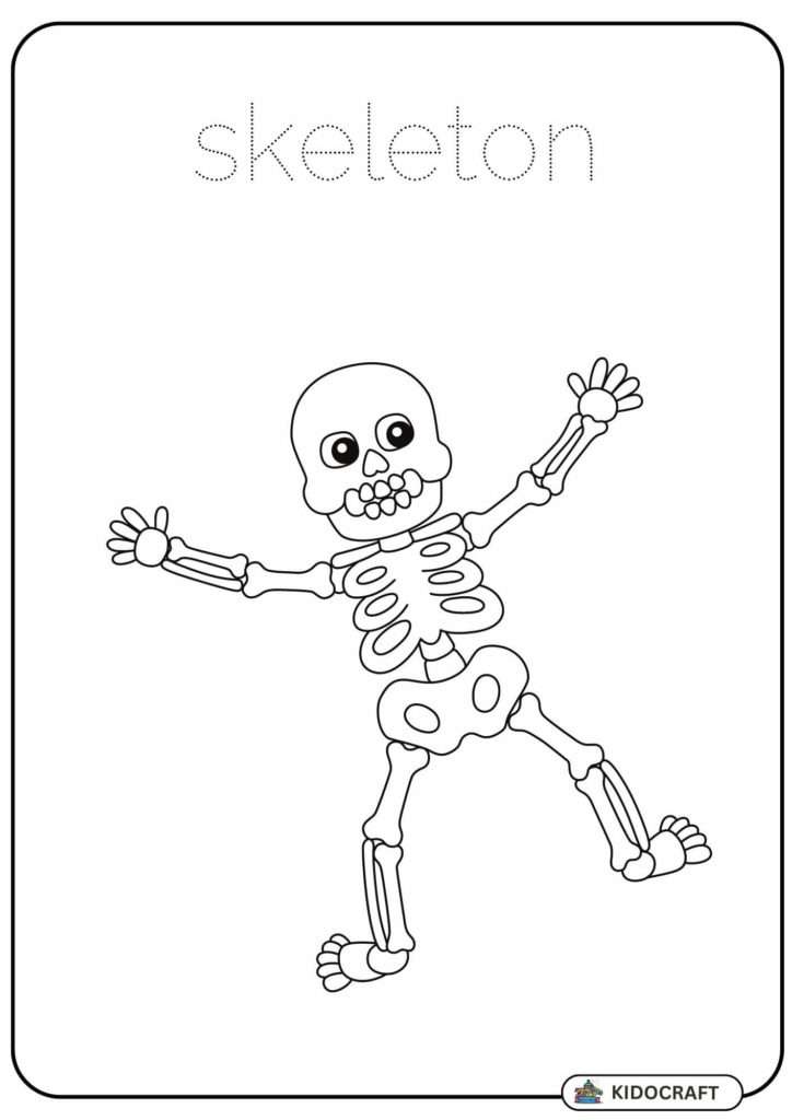skeleton halloween coloring page
