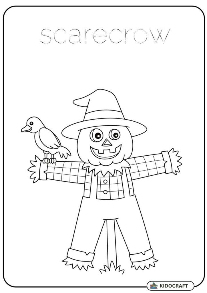 Scarecrow halloween coloring page