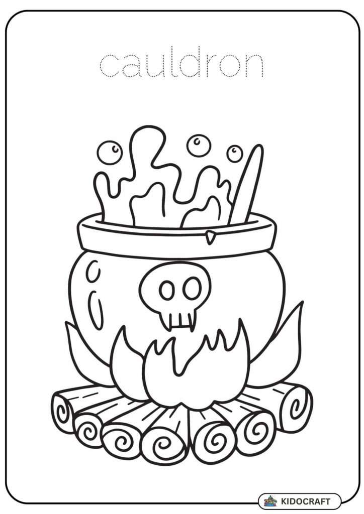  cauldron halloween coloring page