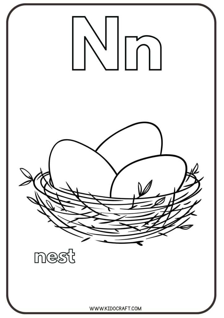 Alphabet N Coloring Pages For Preschoolers