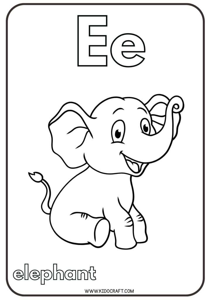 Printable Alphabet E Coloring Pages for Adults