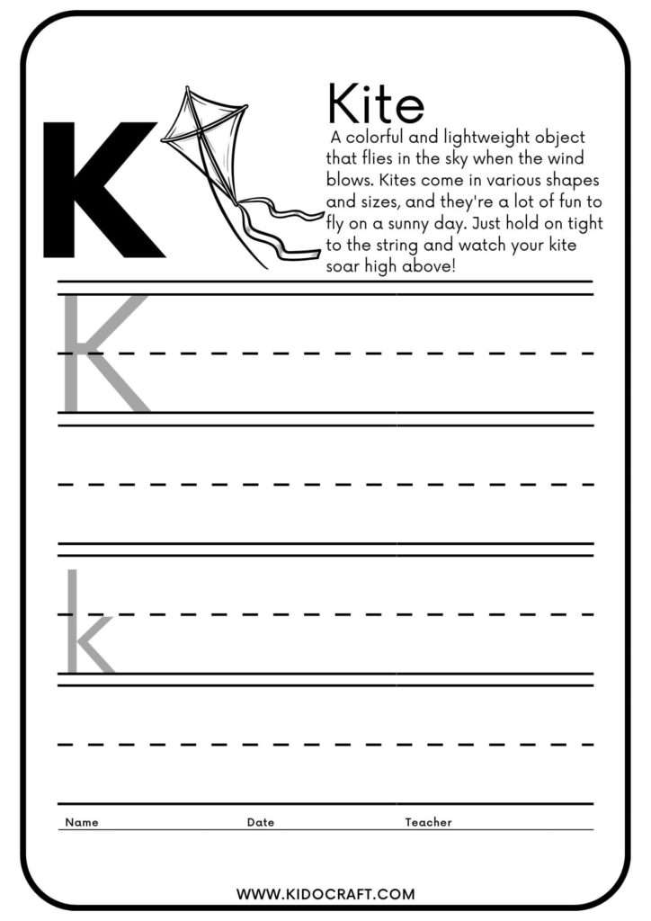 English Alphabets K Sheets