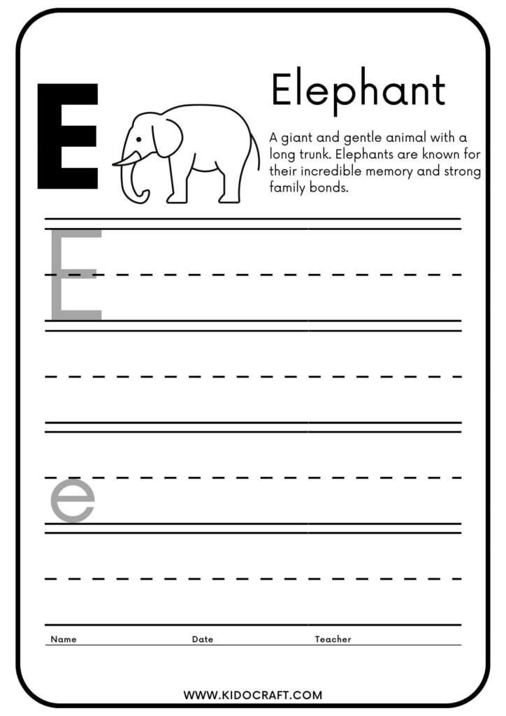 English Alphabets E Sheets