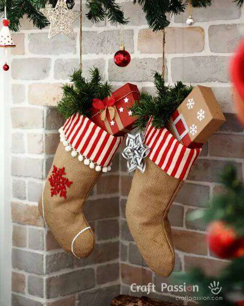 burlap christmas stocking craft