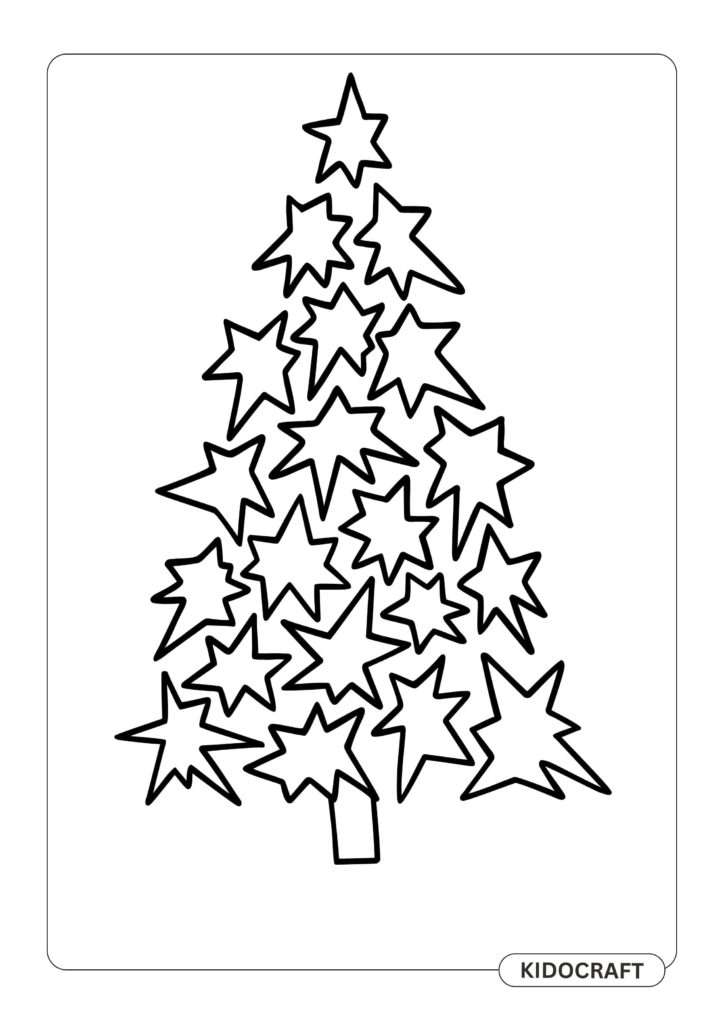 Star shape christmas tree coloring page